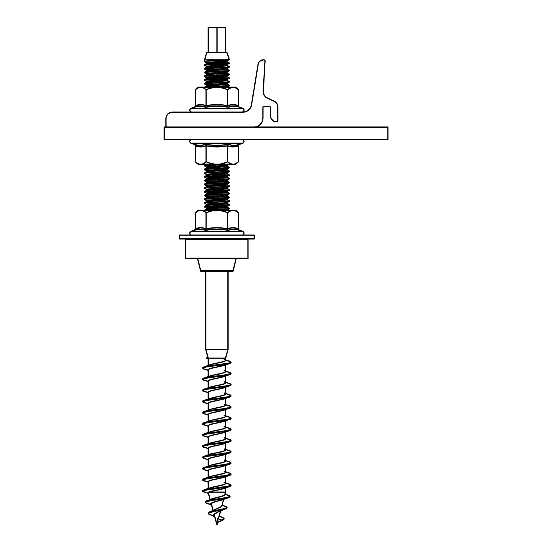 K2 Systems - RF HB CR M10x200 PA BC — Stockschraube, vormontiert, Sechskant SW 7mm (2003273)