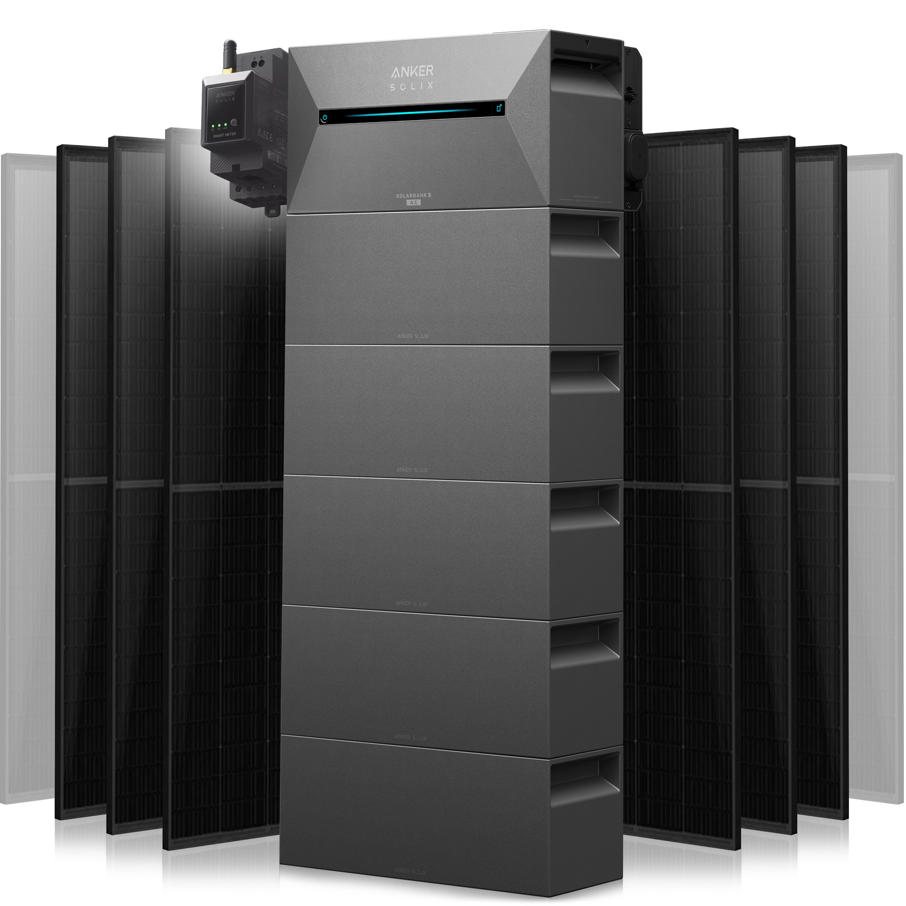 Anker Solix Solarbank 3 Pro Set 3000 Wp — 500 Wp (Full Black) / 6 Module / 16,1 kWh / mit Anker Smart Meter