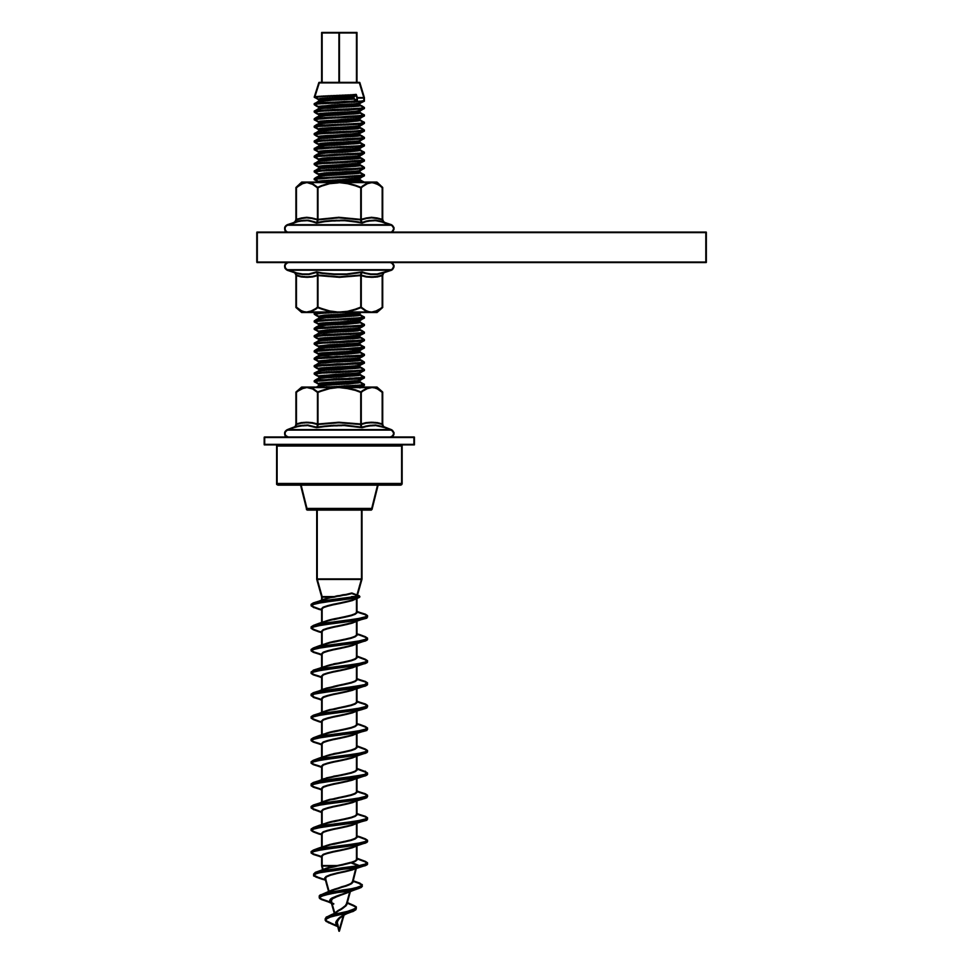 K2 Systems - RF HB M10x180 PA BC — Stockschraube, vormontiert, Sechskant SW 7mm (2000120)