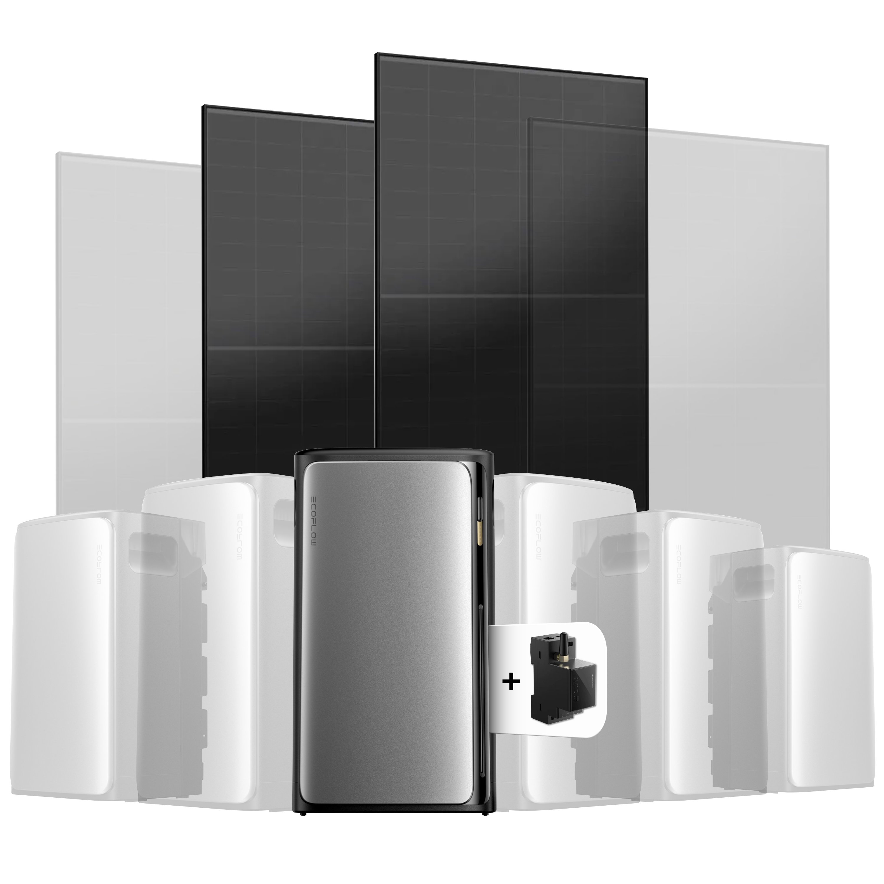 EcoFlow Stream Balkonkraftwerk Set 1000 Wp — Stream Ultra / 500 Wp (Full Black) / 2 Module / 1,92 kWh / mit EcoFlow Smart Meter