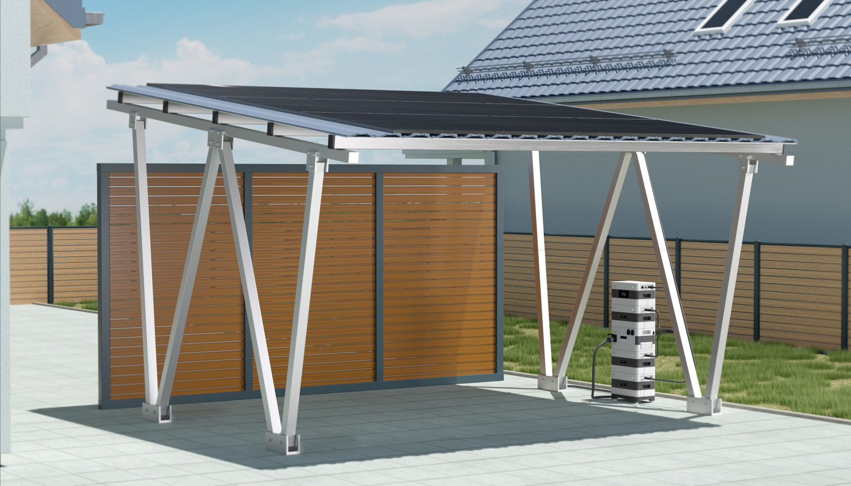 SunLit Twin Solar Carport — 5,16 kWp / 8,6 kWh Speicher / ohne Wallbox