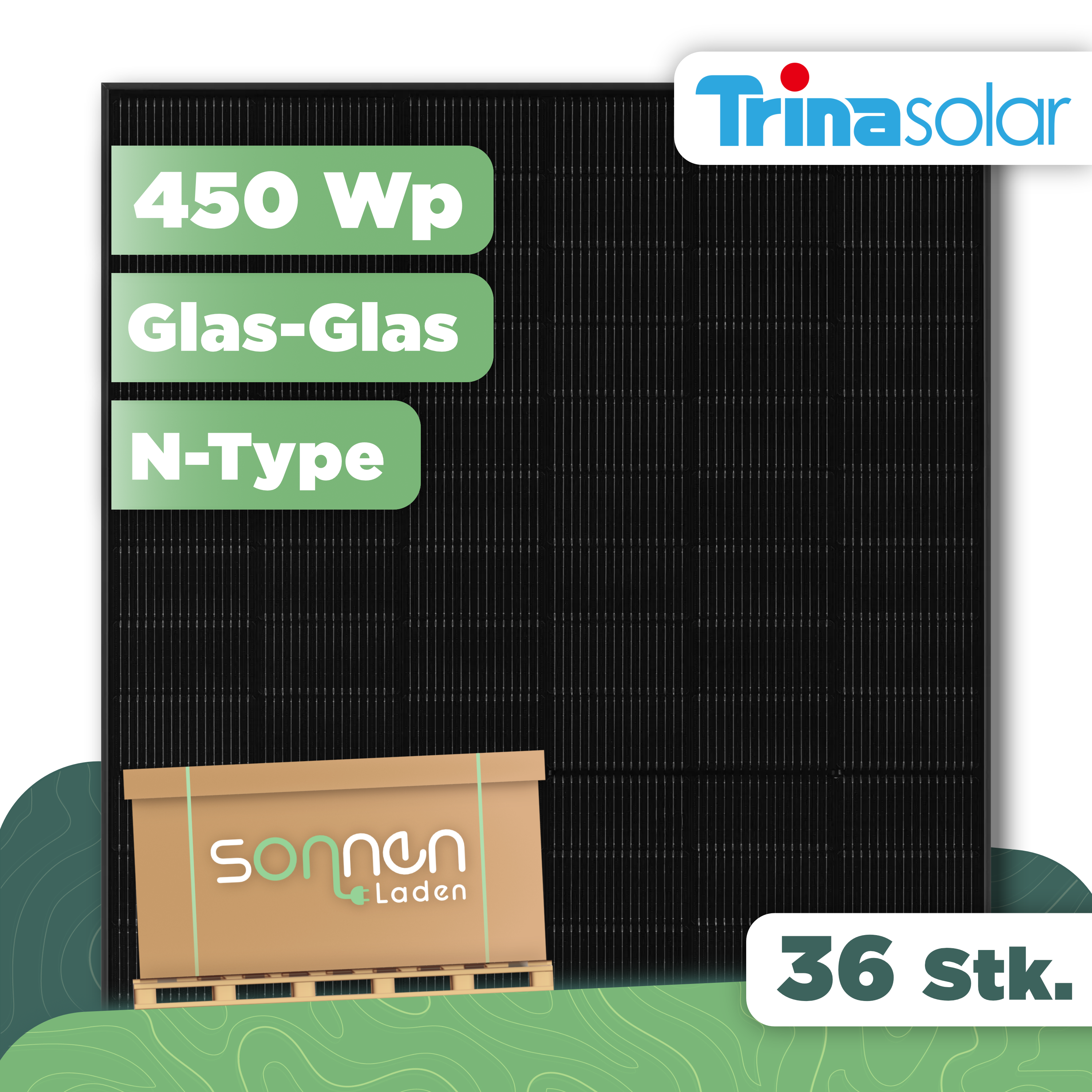 Trina Vertex S+ 450 Wp NEG9R.25 — Glas-Glas Full Black PV-Modul - 36 Stk (Palette)