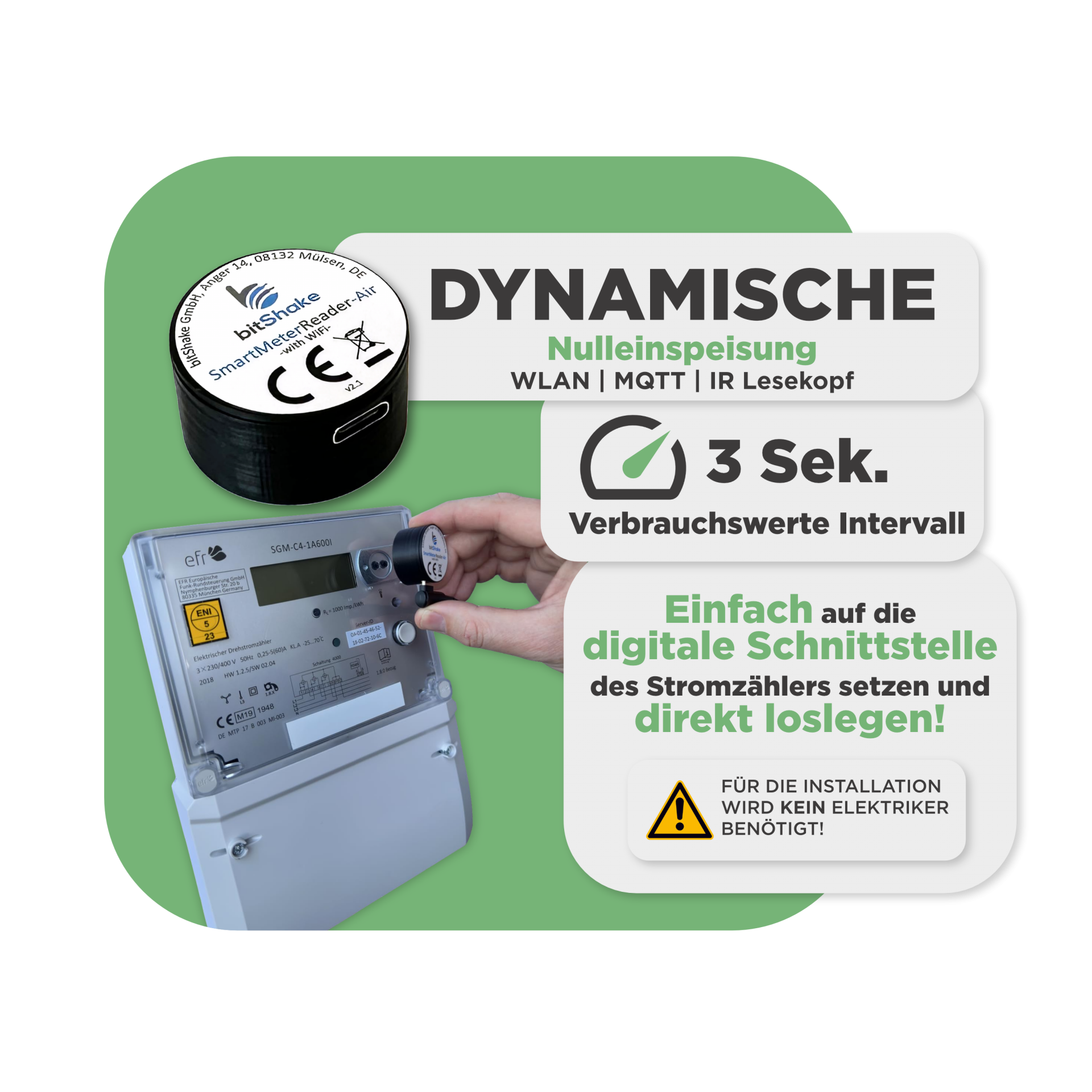 Sunlit Balkonkraftwerkspeicher — 2.150 Wh / mit IR Lesekopf (bitshake) / 800 W (Apsystems EZ1-M) / 4 x Trina 435 Wp Bifazial
