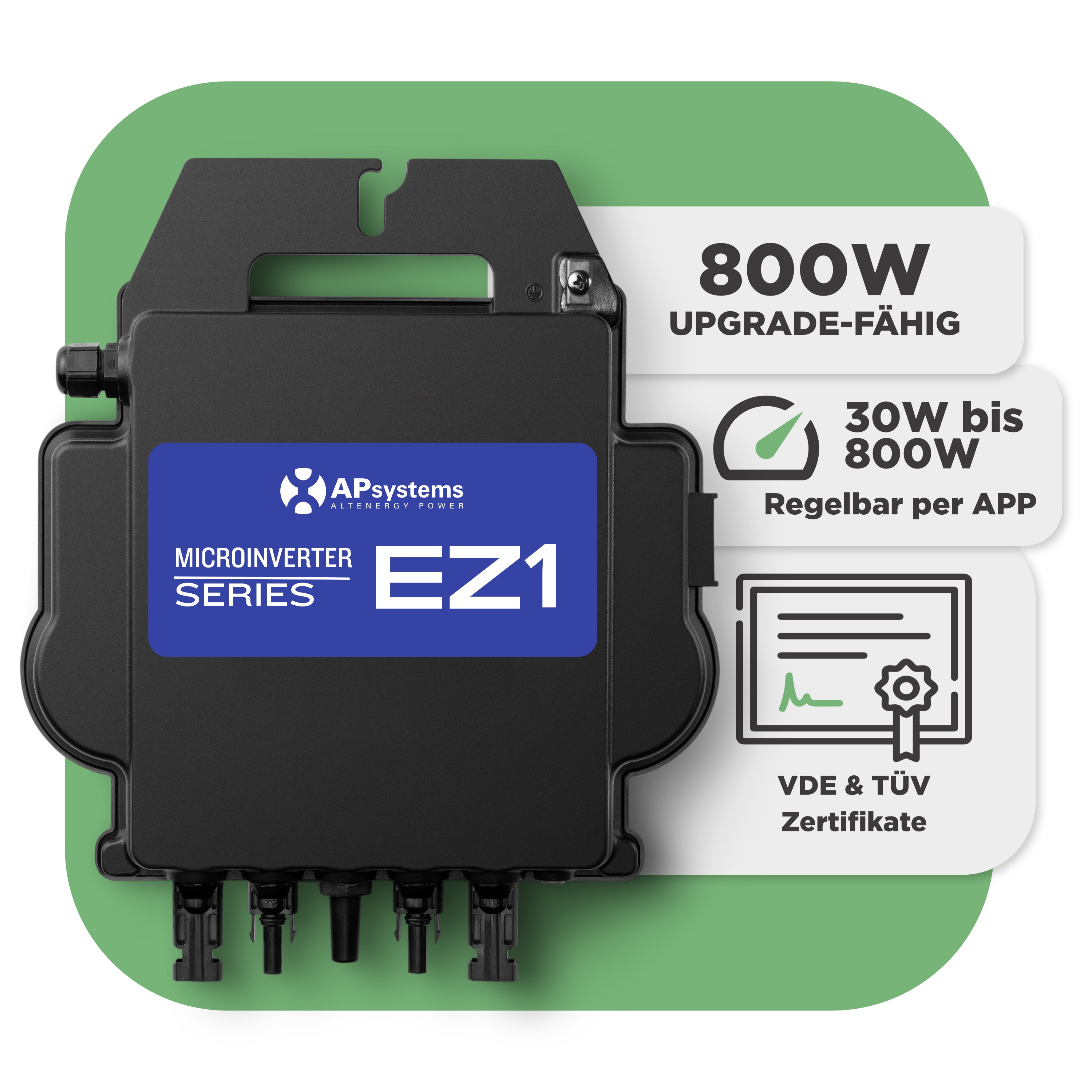 Balkonkraftwerk mit Ultraleicht-Modulen 930 Wp — APsystems EZ1-M 800 W / Sunman / 310 Wp (89 cm x 201 cm) / 3 Module / 10 m