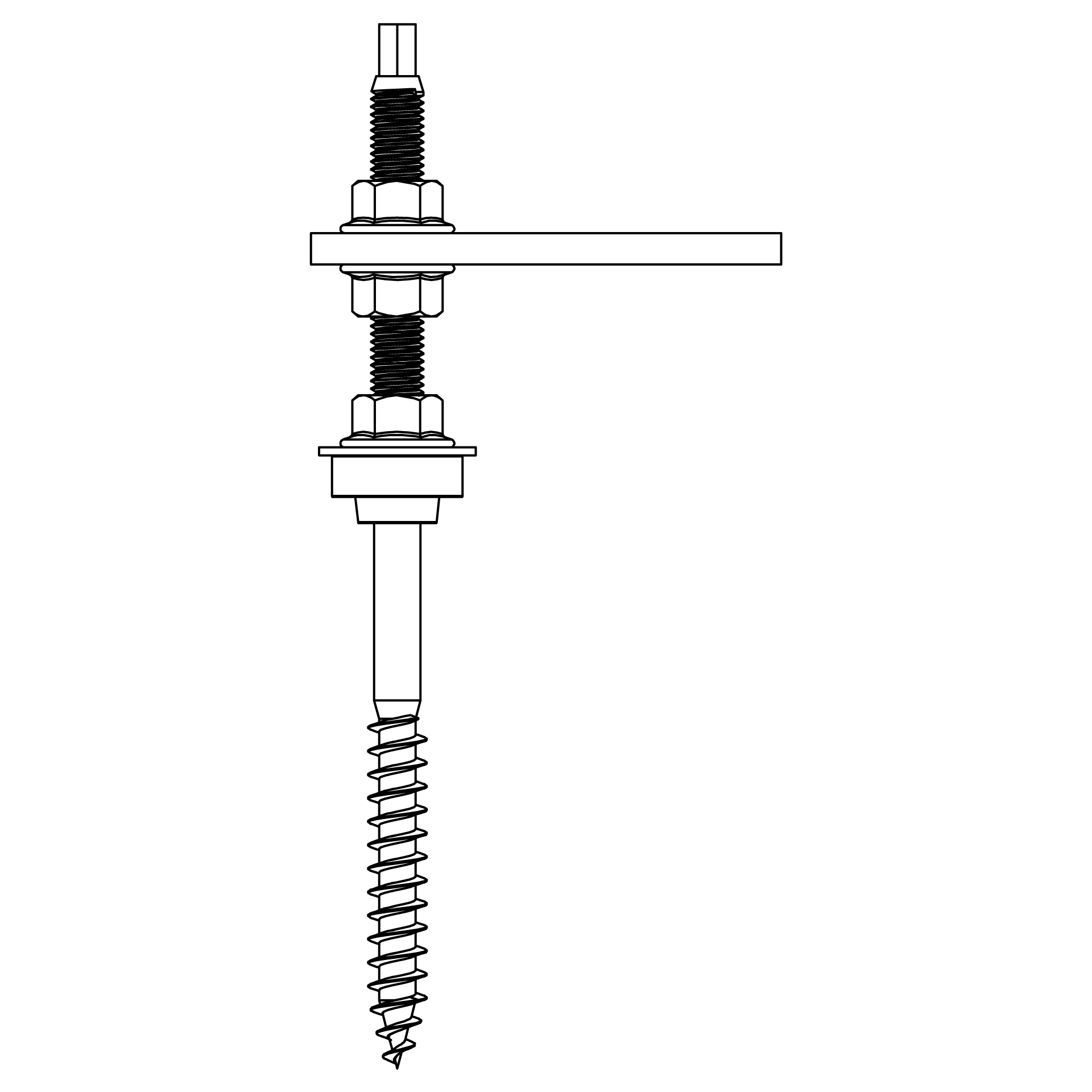 K2 Systems - RF HB M10x200 PA BC — Stockschraube, vormontiert, Sechskant SW 7mm (2000121)