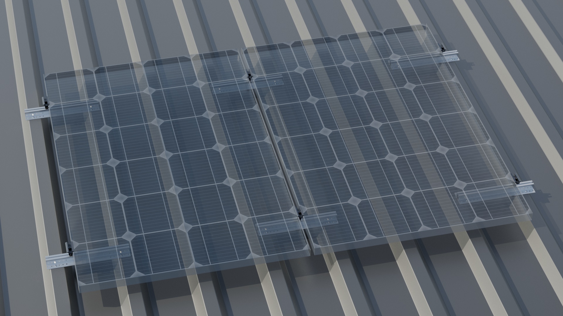 Balkonkraftwerk-Halterung — Trapezblech-Dach 2x PV-Module RH 30 mm Balkonkraftwerk-Halterung — Trapezblech-Dach 2x PV-Module RH 30 mm