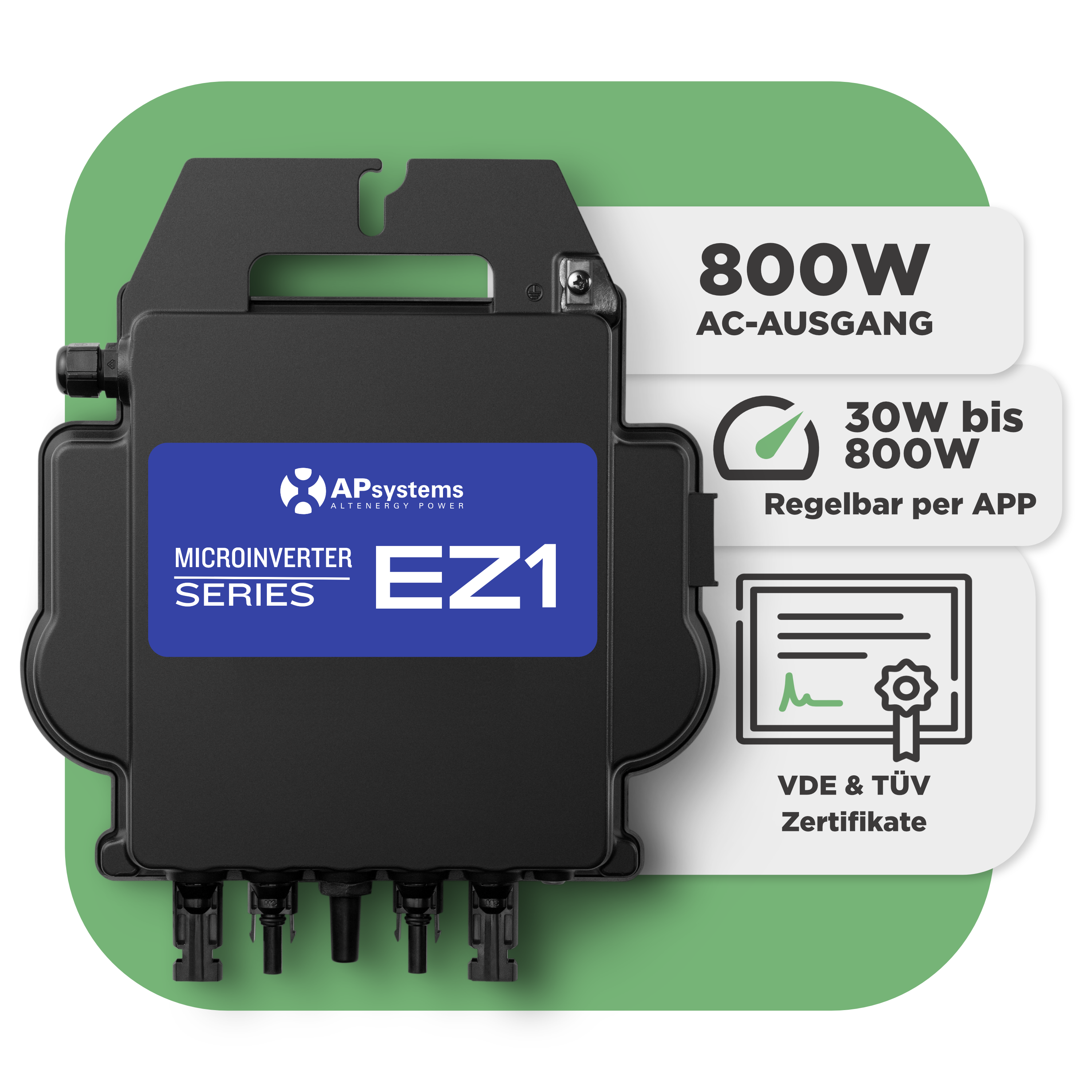 Sunlit Balkonkraftwerkspeicher — 8.600 Wh / mit Shelly 3EM Pro / 800 W (Apsystems EZ1-M) / 20 m Schuko Kabel / 2 x Trina 435 Wp Bifazial