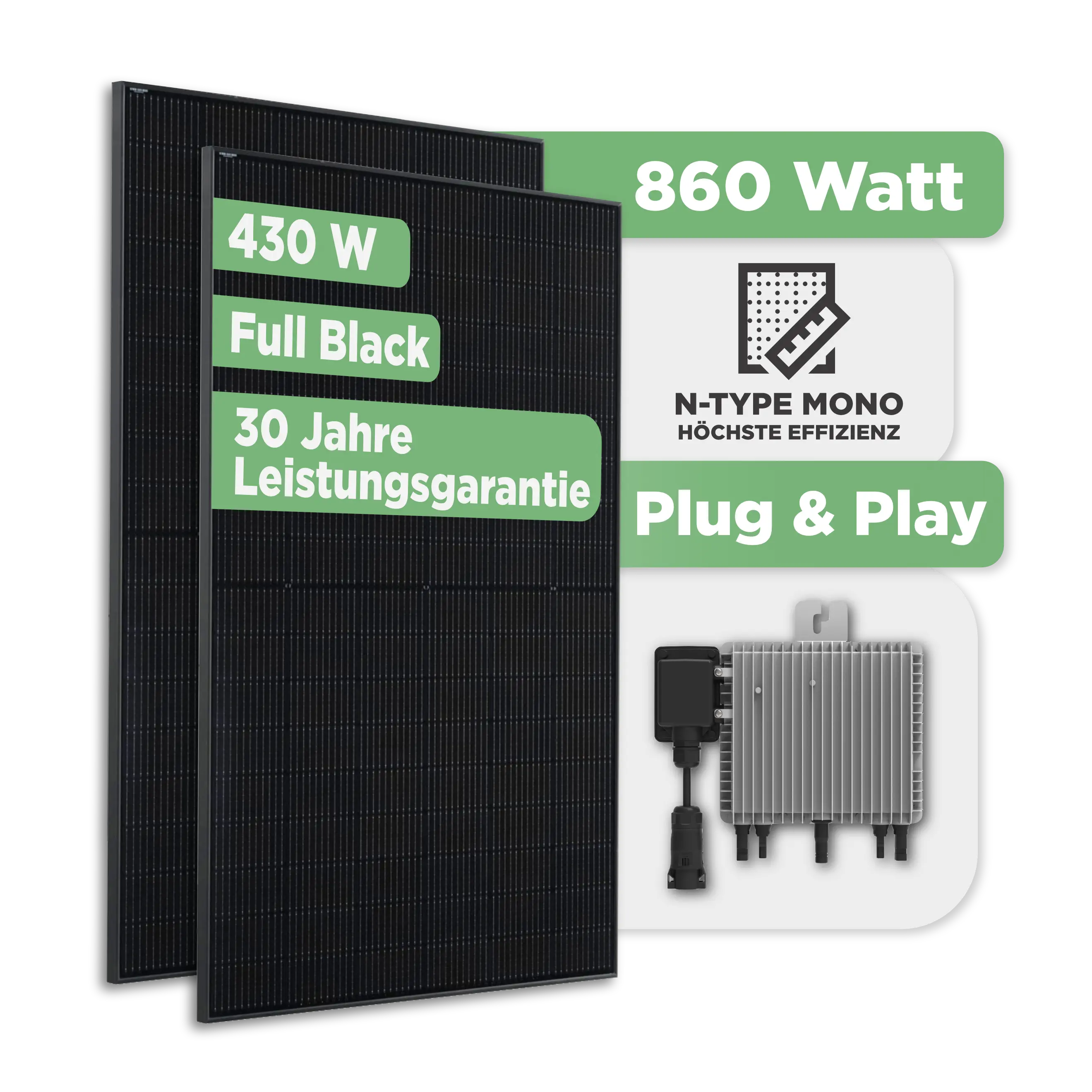 860 Wp Balkonkraftwerkset Full Black — Basic Edition powered by Sunlit 860 Wp Balkonkraftwerkset Full Black — Basic Edition powered by Sunlit