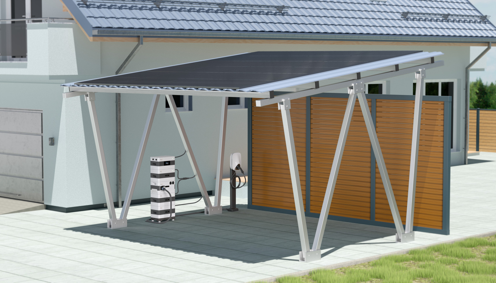 SunLit Twin Solar Carport — 5,16 kWp / 8,6 kWh Speicher / 11 kW Wallbox