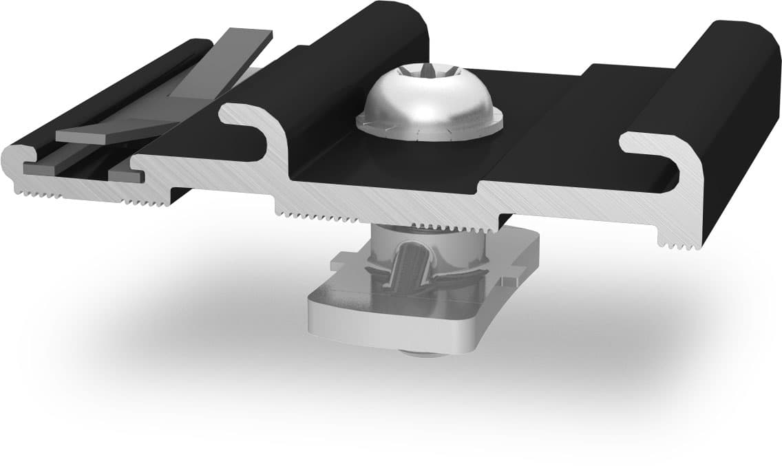 K2 Systems - Insertion rail Kreuzverbinder mit Verdrehsicherung — vormontiert, schwarz eloxiert (2002763)