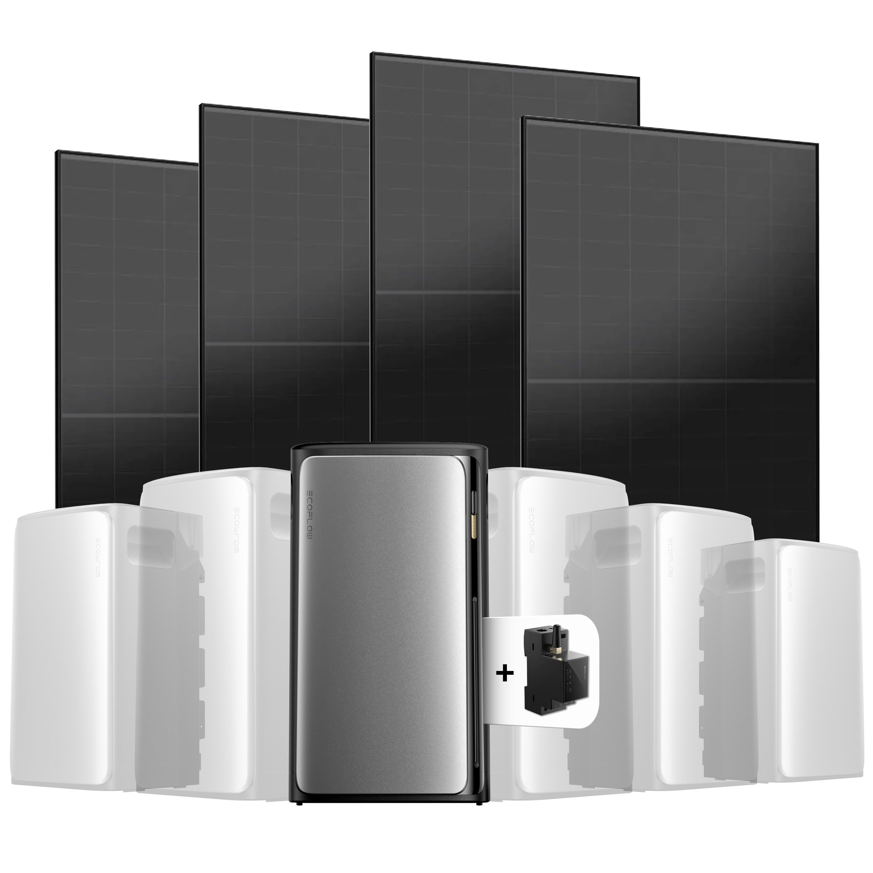 EcoFlow Stream Balkonkraftwerk Set 2000 Wp — Stream Ultra / 500 Wp (Full Black) / 4 Module / 1,92 kWh / mit EcoFlow Smart Meter