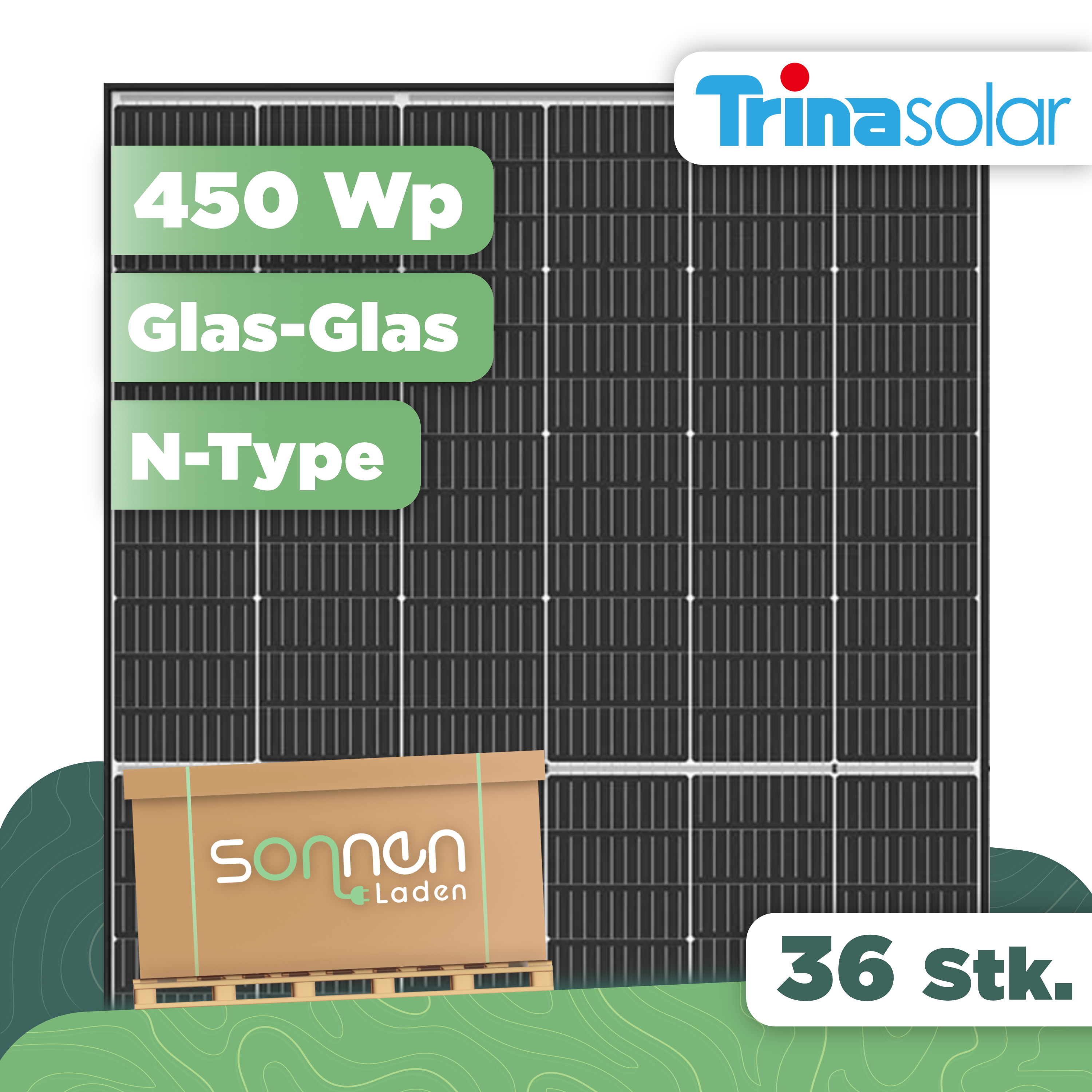Trina Vertex S+ 450 Wp NEG9R.25 — Glas-Glas Full Black PV-Modul - 36 Stk (Palette)