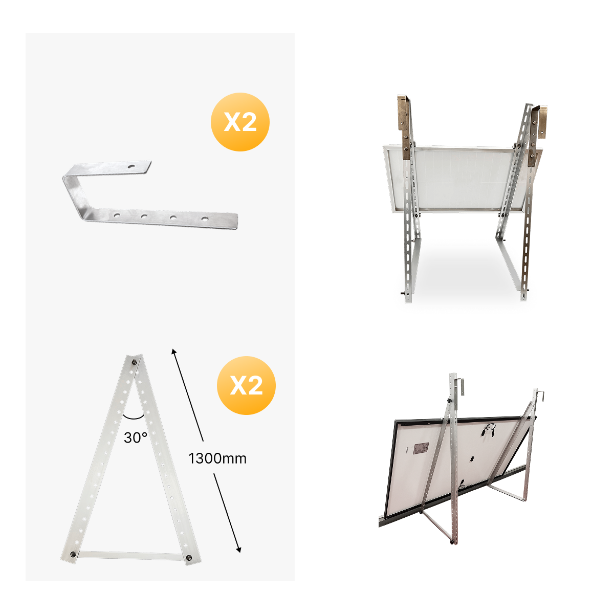 Sunlit Solar 3-in-1 Modulhalterung — Universalhalterung für Balkon, Terasse. Flachdach Sunlit Solar 3-in-1 Modulhalterung — Universalhalterung für Balkon, Terasse. Flachdach