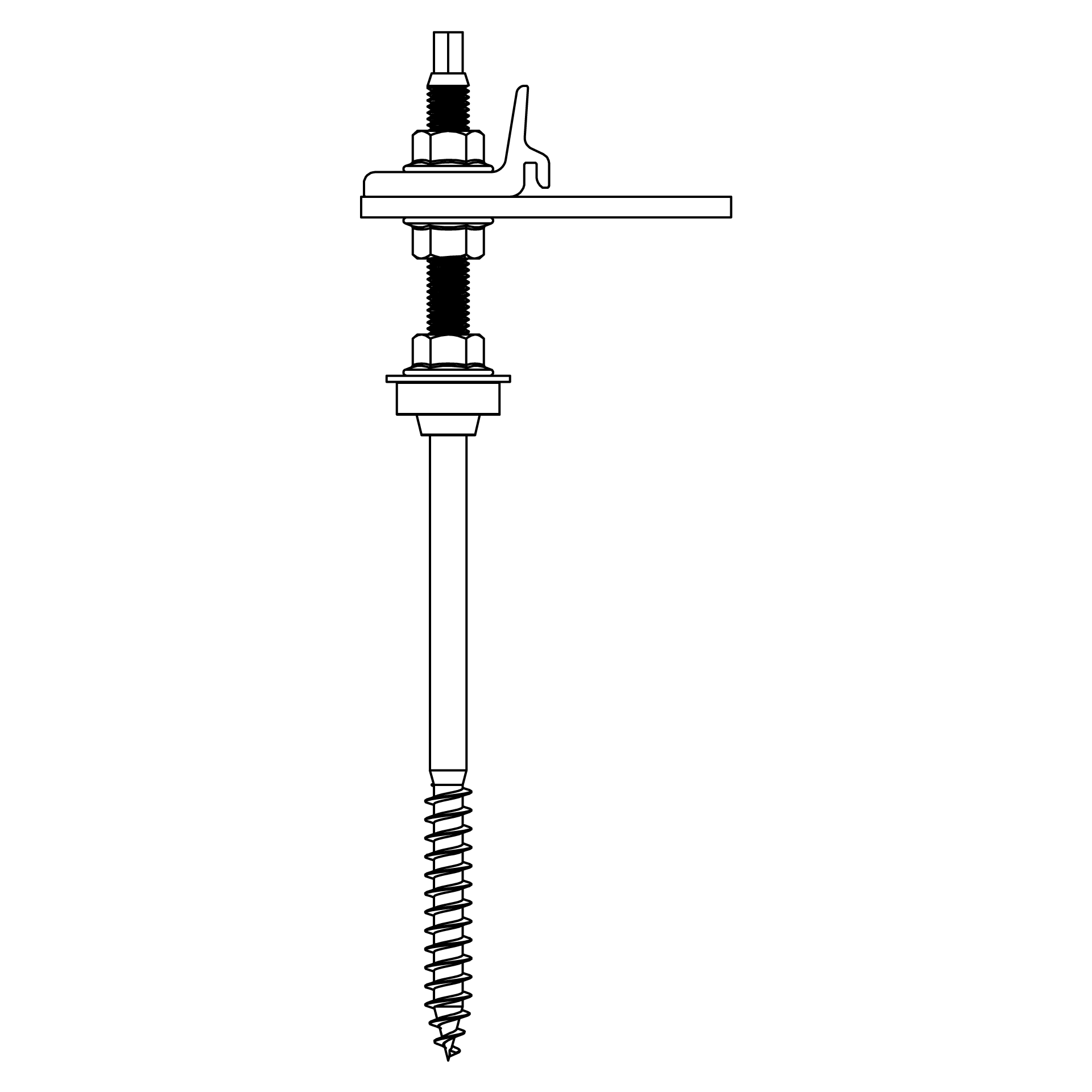K2 Systems - RF HB CR M10x250 PA BC — Stockschraube, vormontiert, Sechskant SW 7mm (2003274)
