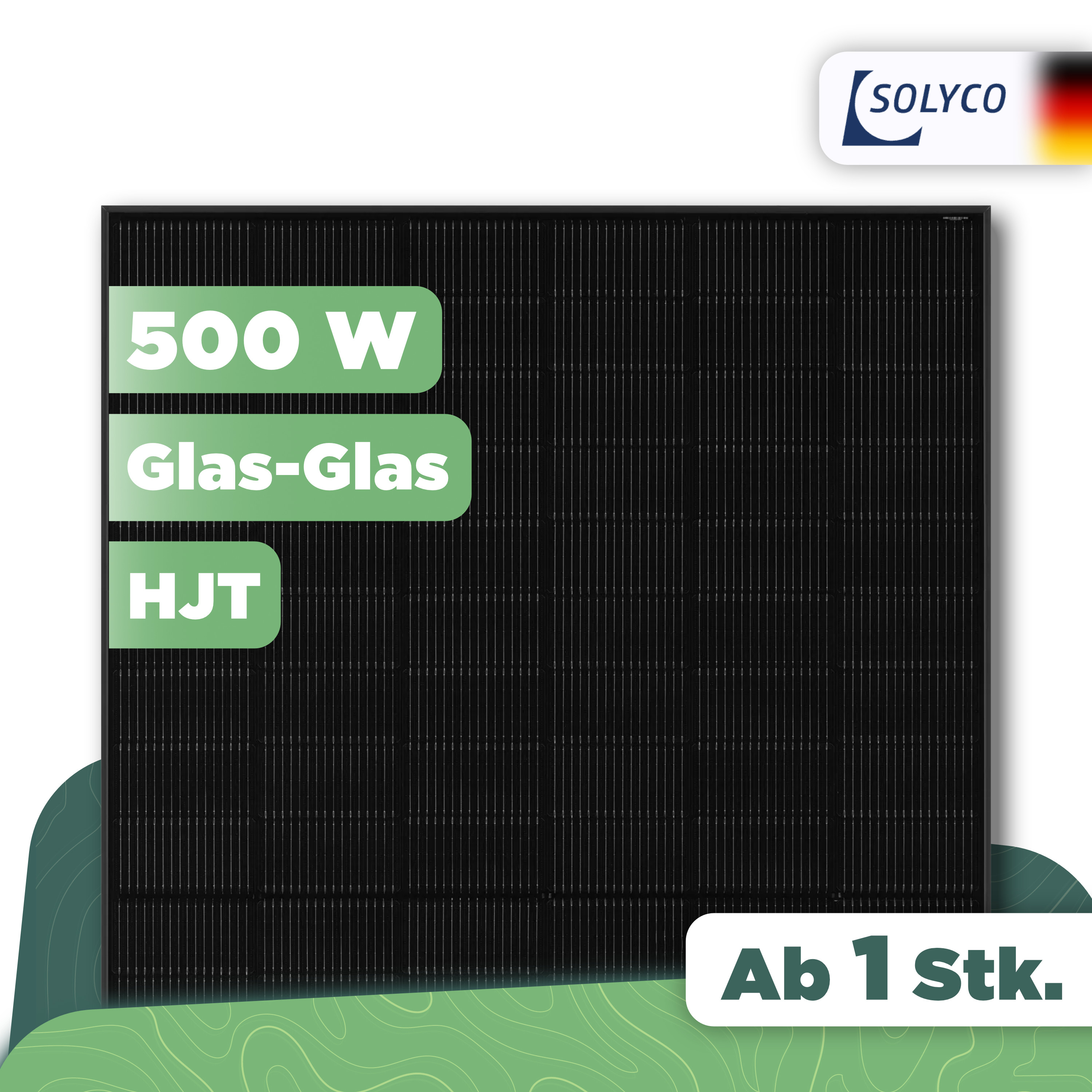 Solyco Pro R-BG 108h.5 / 500 Wp — 500 Wp Glas-Glas Fullblack-Modul - 1 Stk (Einzelmodul)